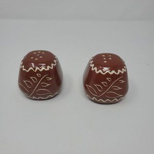Vintage 1950s Ceramics by Hoffman Salt Pepper Shakers Tiki No 7 Sprig of Leaf